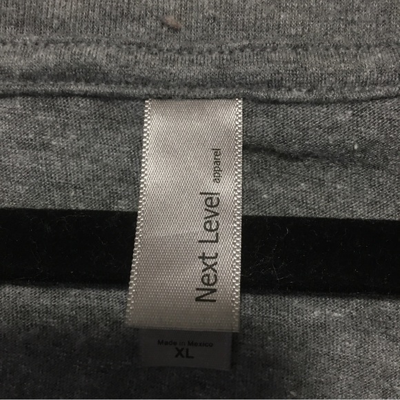 Next level scoop neck long sleeve gray tee shirt Spell out coffee dogs XL - Picture 6 of 9